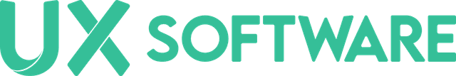 Logomarca da empresa UX Software colorida.